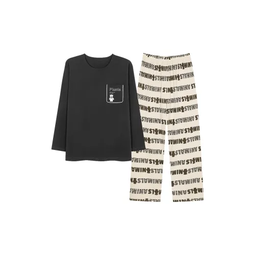 Montagut Pajama Комплект Осенний Зимний Мужской Двухкомпонентный Комплект Угольно-Черный