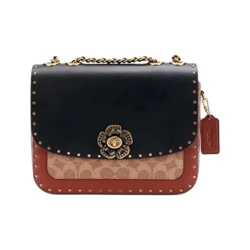 COACH Madison Коровья кожа Сумка через плечо Женская Вышитая Красный и Черный