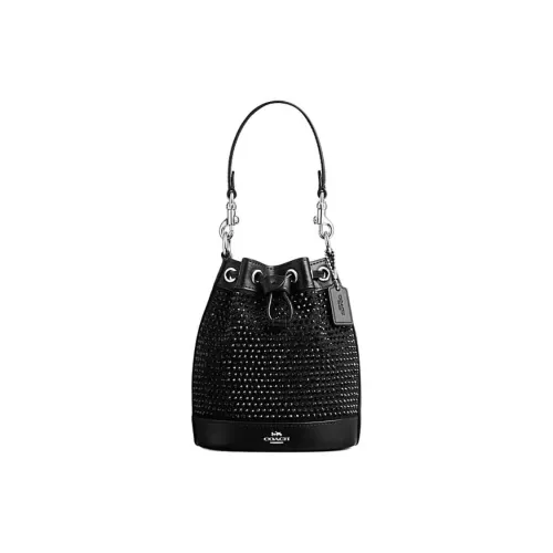 COACH Ткань с коровьей кожей через плечо одно плечо сумка мини женская черный