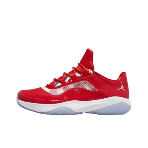 Jordan Air Jordan 11 Slip-resistant Abrasion-resistant Low Top Vintage Basketball Shoes Men's Red White Джордан Эйр Джордан 11 Противоскользящий Устойчивый к истиранию Низкий Топ Винтажные Баскетбольные Кроссовки Мужские Красный Белый