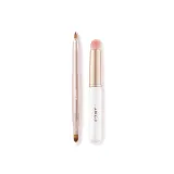 1-шт. Двойная-конечная щетка для губ [Матовый розовый] + 1-шт. Одно-конечная щетка для губ [Белый персик]