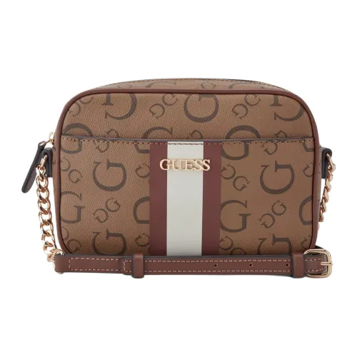GUESS Покрытый холст Сумка через плечо Мини Женская Коричневая