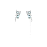 Серьги-клипсы с кисточкой "Синяя бабочка"