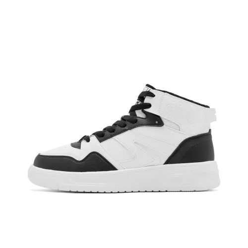 QIAODAN Скейтборд Кроссовки Высокие Черные Джордан Белые с Флисовой Подкладкой Мужские