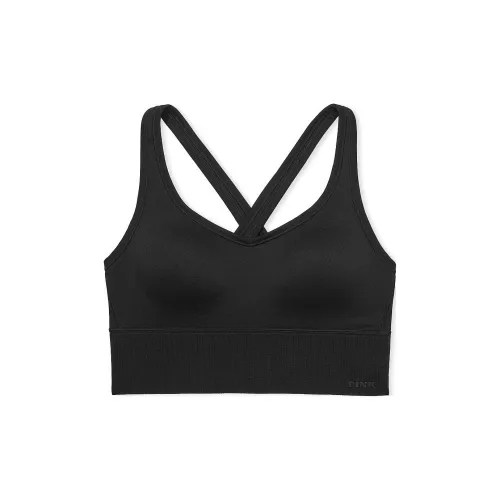 Victoria's Secret Розовый Бесшовный Воздух Средняя поддержка Спортивный бюстгальтер Чисто черный бюстгальтер Женские Чисто черный