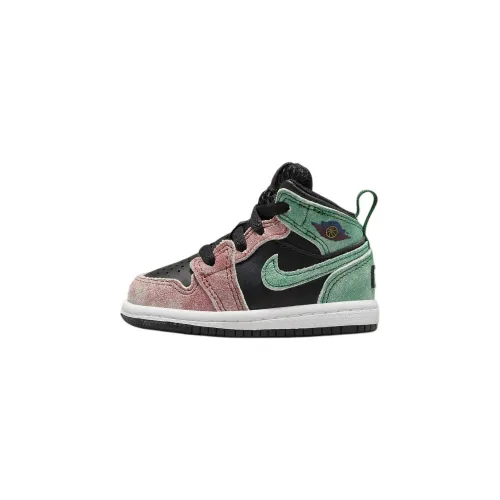 Jordan Air Jordan 1 Анти-KICK и Устойчивый к Износу MID Топ Обувь для малышей Зеленый Infant и Toddler