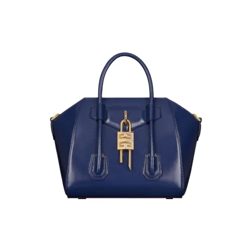 Givenchy Antigona Lock Телячья кожа Сумка через плечо Сумка Мини Женская Бензиновый Синий