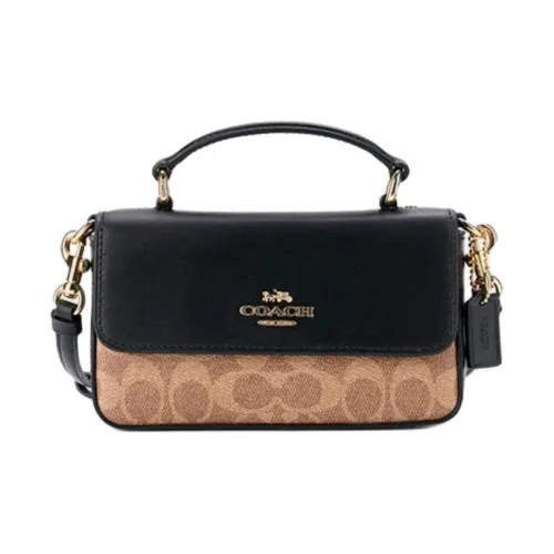 COACH Сумка через плечо из искусственной кожи с коровьей кожей маленькая сумка женская коричневая желтая и черная
