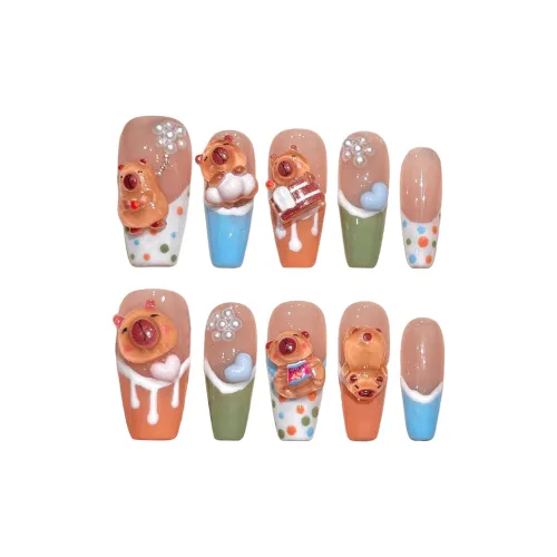 Yun Yue Joe Groundhog Candy Color Розовый 3D-эффект Милый False Nail Средний LADDER Розовый Jump Цвет 25mm