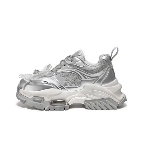 MIO Low-Top Casual Shoes Silver Gray Women's
