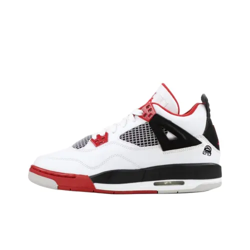 Jordan Air Джордан 4 Противоскользящий Устойчивый к износу MID Топ Винтажные баскетбольные кроссовки Унисекс Белый