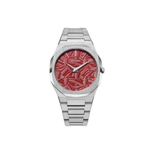 D1 MILANO Watch Кварцевый механизм Нержавеющая сталь Ремешок 40 мм Красный циферблат Унисекс