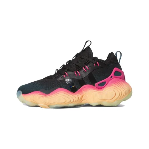 Adidas TRAE YOUNG 3 Противоскользящий Устойчивый к истиранию Низкий Топ Детские Баскетбольные Кроссовки Черные Подростки