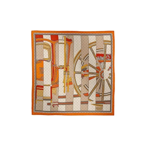 HERMES Кашемир Шарфы из шелка Mulberry Женские Апельсин