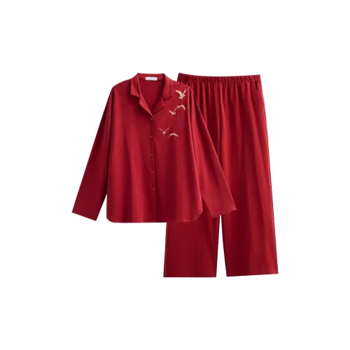 Same Language Пижамный комплект женский китайский красный