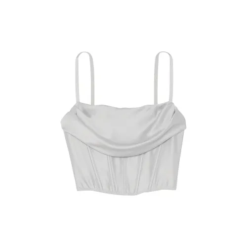Victoria's Secret Very Sexy Satin Драпированный Корсет Топ Серебряный Жемчужный Пижамный Топ Женские Серебряный Жемчужный