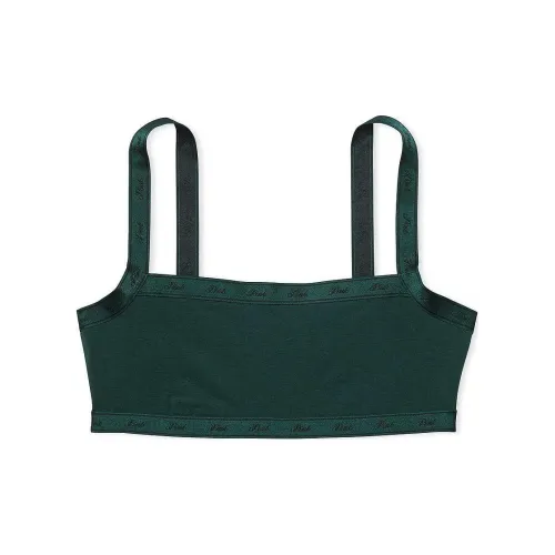 Victoria's Secret Розовый Bralettes Топы Хлопок Логотип Straight Шея Bralette DFG Бюстгальтер Женские Темный лес