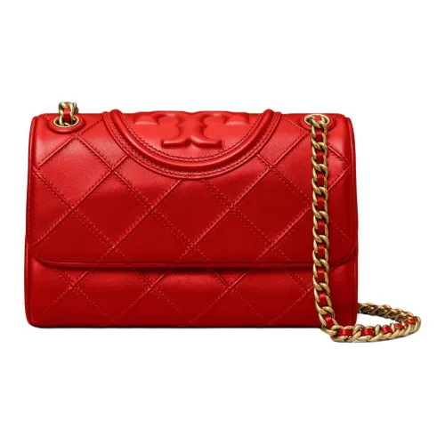 Tory Burch Fleming Напп-Кожа Сумка через плечо Сумка на плечо Маленькая Женская Ярко-Красная