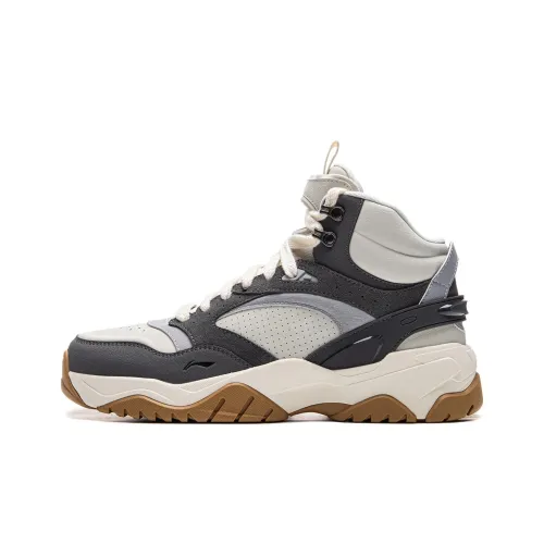 LiNing Tianji 3,0 HI Противоскользящие Устойчивые к износу MID Топ Скейтборд Кроссовки Мужские Серый Черный