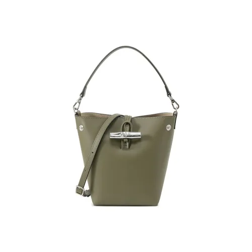 LONGCHAMP Корова Кожа Ведрообразная Сумка Сумка через плечо Стандартная Женская Хаки Зеленая