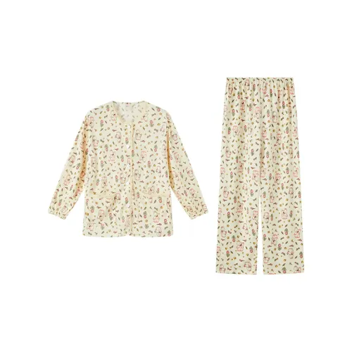 Сон Студенты Квартира Дом Верхняя одежда Готовая Комплект Пижам Повседневный Универсальный Женский Многоцветный