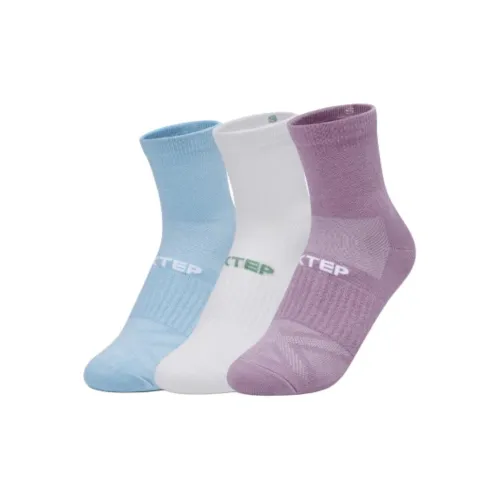 XTEP Sports Life Collection 3 шт Светло-фиолетовый+Экрю+Синий Женские Носки до икры MID