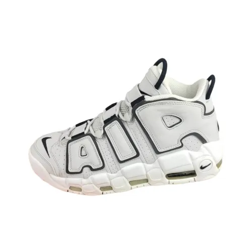Nike Air More Tempo Slip-resistant Abrasion-resistant MID Топ Винтажные баскетбольные кроссовки Мужской Серый Белый