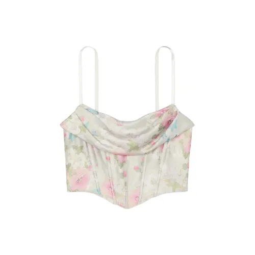 Victoria's Secret Very Sexy Satin Draped Corset Top Delicate Garden Strappy Top Women's Refined Garden Silver Pearl Виктория Секрет Вери Сексуальный Сатиновый Драпированный Корсет Топ Деликатный Сад Поясной Топ Женский Утонченный Сад Серебряный Жемчужный