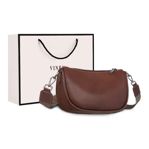 VINEY Коровья кожа Подушка Сумка Сумка через плечо Сумка на плечо Стандартная Женская Коричневая