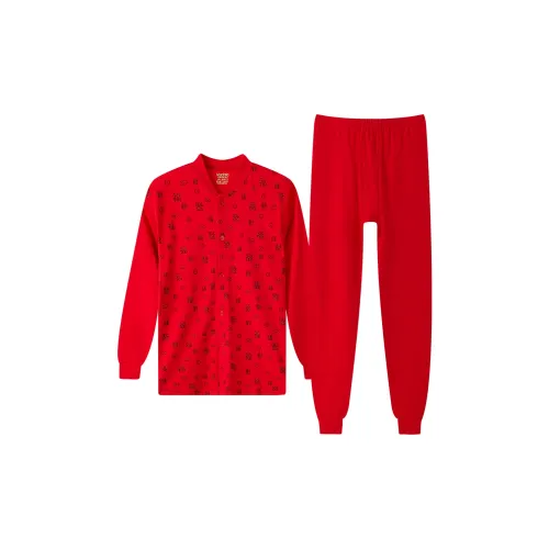 MADALLO Пижамный комплект Мужской с украшениями в виде иероглифа "Фу" Красный