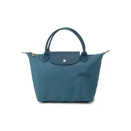 LONGCHAMP Le Pliage Green Переработанный Холст Сумка Пельмени Сумка-тоут Маленькая Женская Павлин Синий