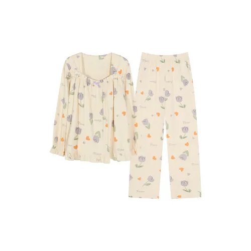 White Ran Pajama Комплект Женский Абрикос