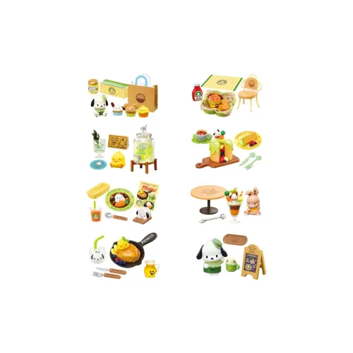 RE MENT Санрио Покаччо Café Cute Кофейный SHOP Миниатюрные Слепые Коробки Полный Набор из 8 Штук