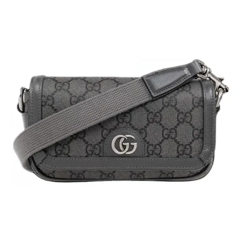 GUCCI Ophidia Холст и Кожа Сумка через плечо Сумка на плечо Экстра мини Мужская Серый и Черный