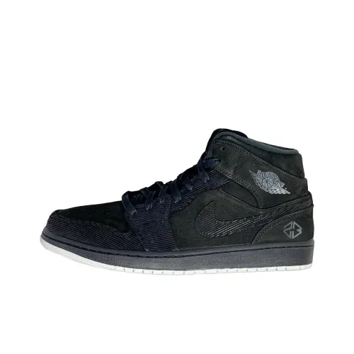 Jordan Air Jordan 1 Slip-resistant Abrasion-resistant MID Топ Винтажные баскетбольные кроссовки Мужской Черный