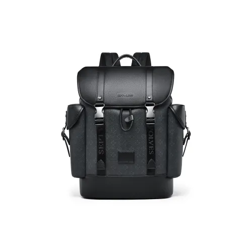SEPTWOLVES Искусственная кожа Путешественный рюкзак Ноутбук Сумка QPL Стандартный Унисекс Черный