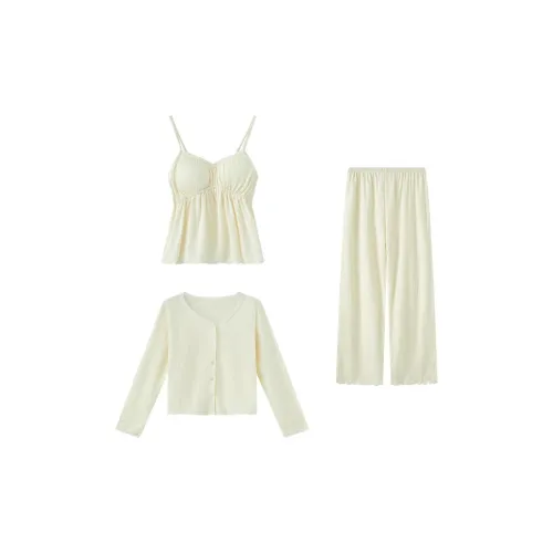 Сон Студенты Спальня Домашний Верхняя одежда Готовая Комплект пижам Женские Абрикос