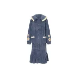 Джинсовый синий банный халат с подсолнухом