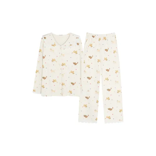 MOOLMEYNO Пижамный комплект женский молочно-белый