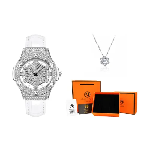 AIYISHI Снежинка Кварцевый механизм Естественная кожа Ремешок Часы Женские Часы С циферблатом Skeleton