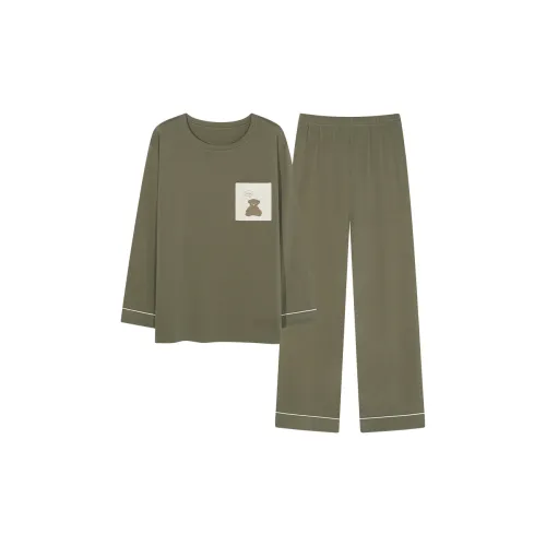 Montagut Pajama Комплект Осенний Зимний Мужской 2 Штуки Зеленый