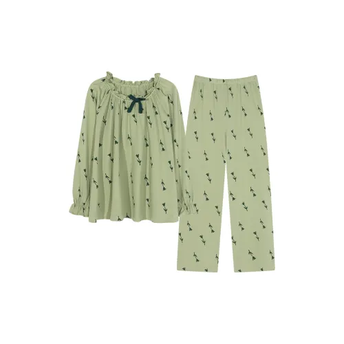 White Ran Пижамный комплект женский зеленый