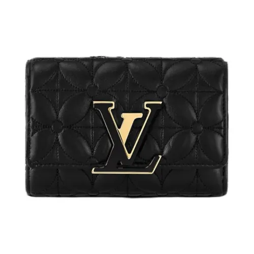LOUIS VUITTON Capucines Lambskin Capson Wallet Women's Black