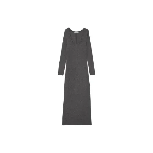 Victoria's Secret Ткань в рубчик Modal Длинный рукав Комбинация Платье GREY Ночная сорочка Женская Серый