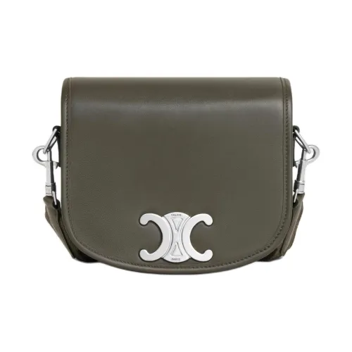 CELINE Besace Телячья кожа Сумка через плечо Маленькая Армейский зеленый