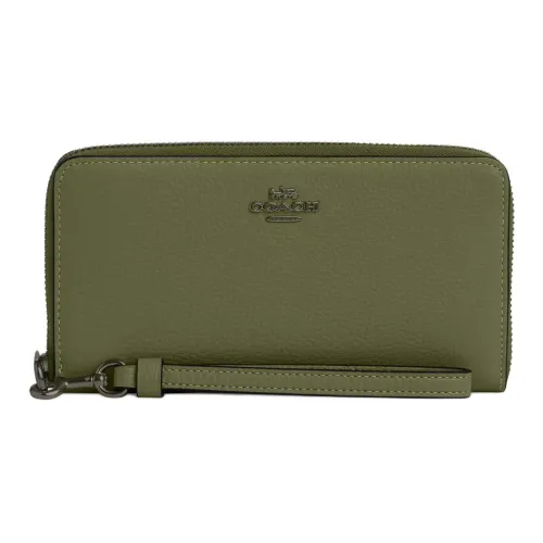 COACH Кожа Кошелек Маленький Женский Армейский зеленый