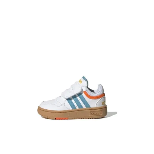 Adidas Hoops Slip-resistant Abrasion-resistant Низкий топ Обувь для малышей Белый Синий Коричневый Infant и Toddler