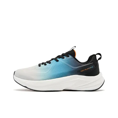 QIAODAN Slip-resistant Abrasion-resistant Breathable Low-Top Running Shoes Men's White Blue