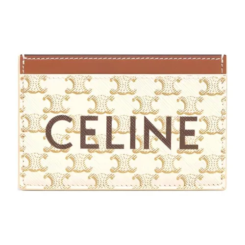 CELINE Холст с овчиной держатель для карт женский белый рыжевато-коричневый и конфетный