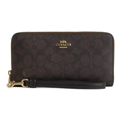 COACH Покрытый холст Кошелек Маленький Женский Ореховое дерево